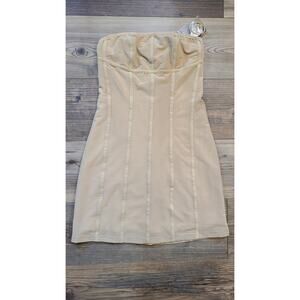 Urban Outfitters UO Bari Corset Mini Dress Womens S Tan Body Con NWOT